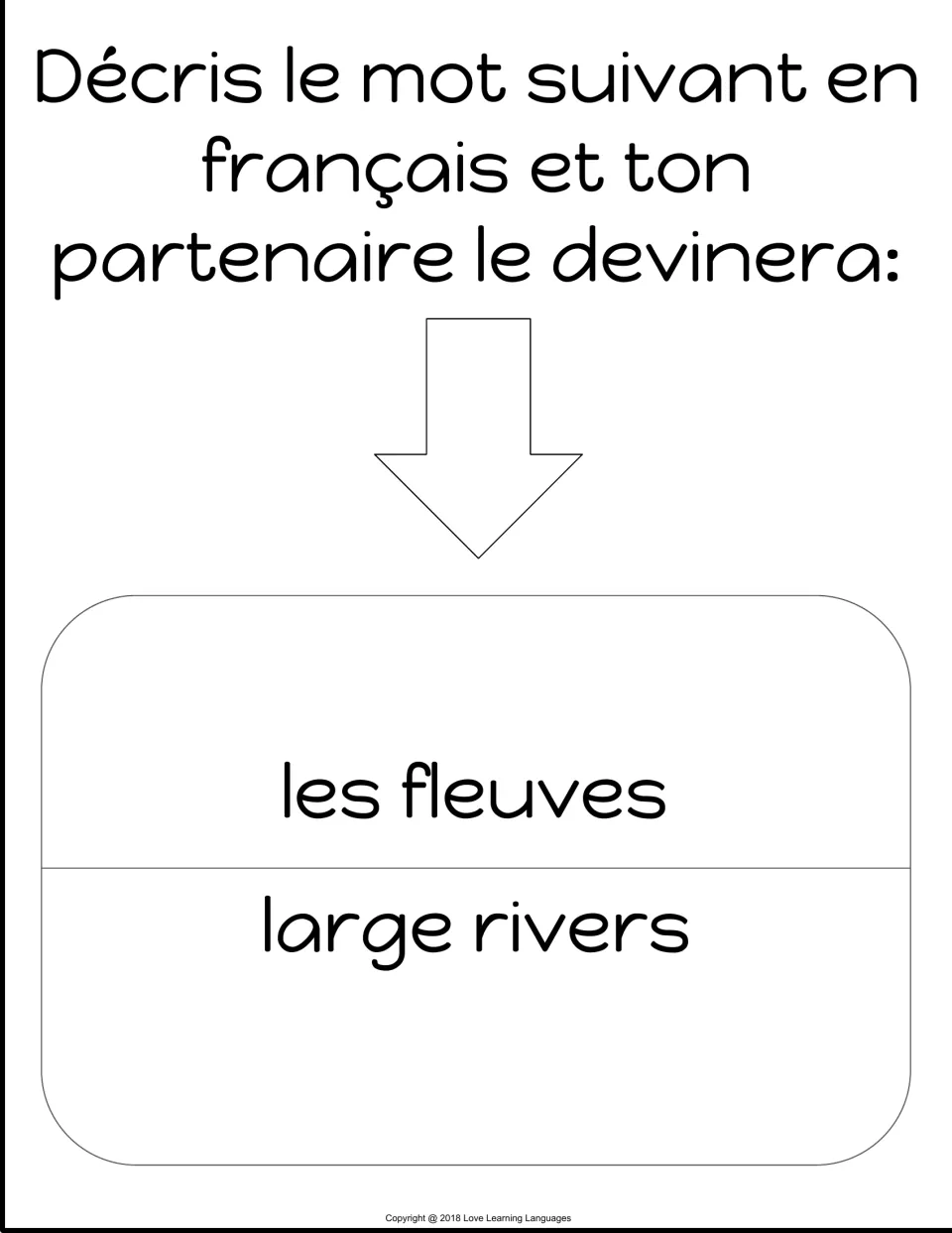 French speaking card 7: les fleuves (large rivers), to describe in French for a partner to guess.
