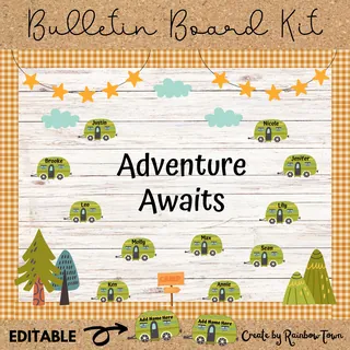 Adventure Awaits – Camping Bulletin Board Kit – preview 1
