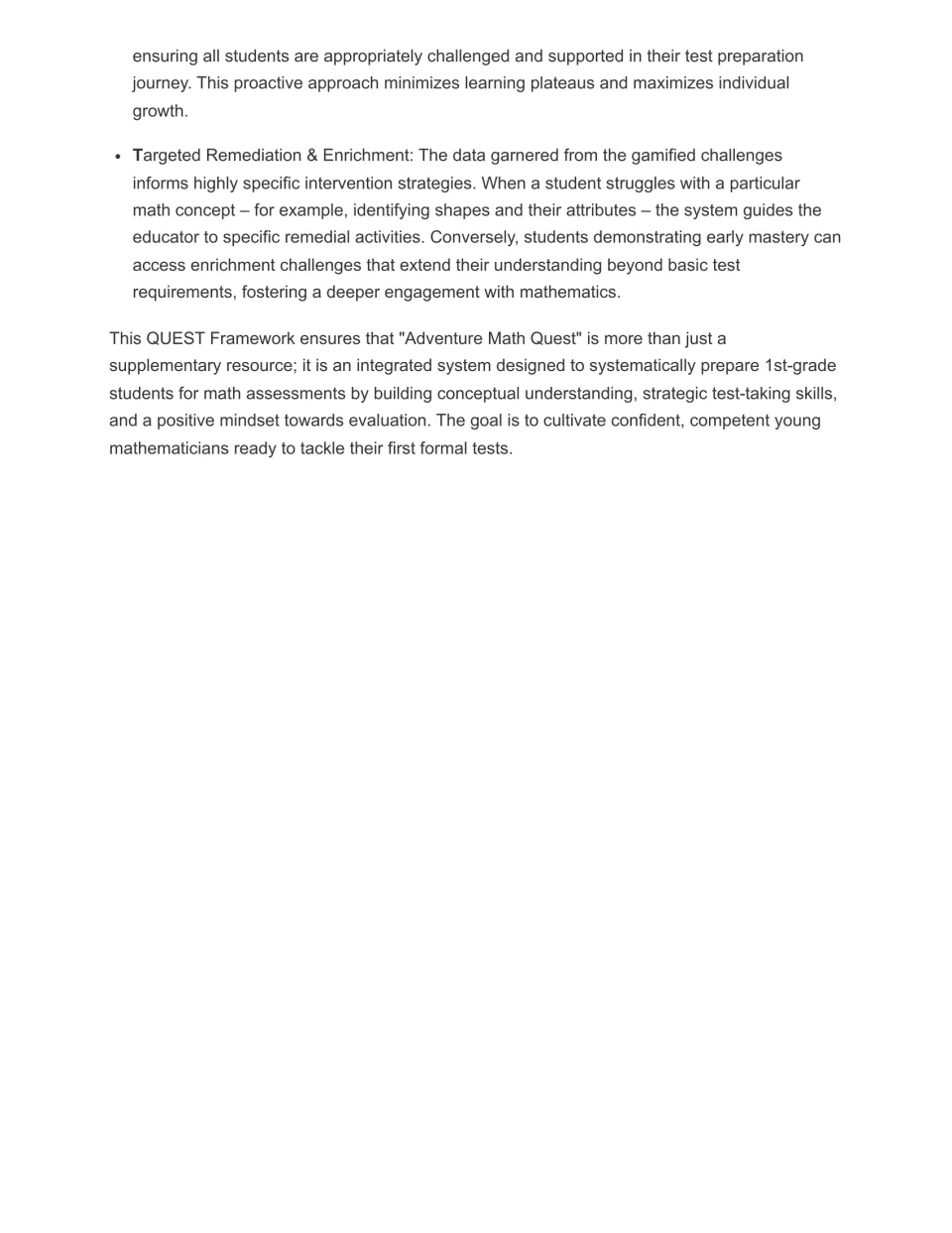 Teaching guide concludes the QUEST Framework with targeted remediation, enrichment, and test readiness