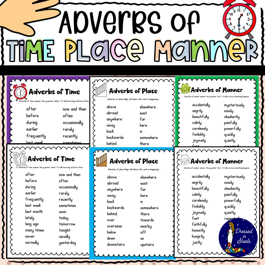 Adverbs of Time Place and Manner – cover