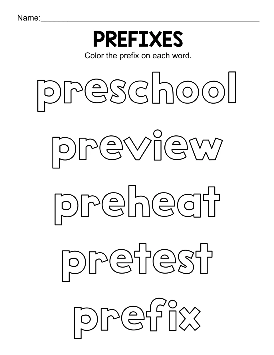 Page 3 of Affixes Worksheets for Prefixes and Suffixes K-2