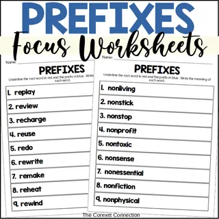 Affixes Worksheets for Prefixes and Suffixes – sample page 2
