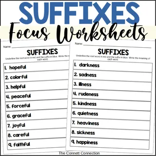 Affixes Worksheets for Prefixes and Suffixes – sample page 3