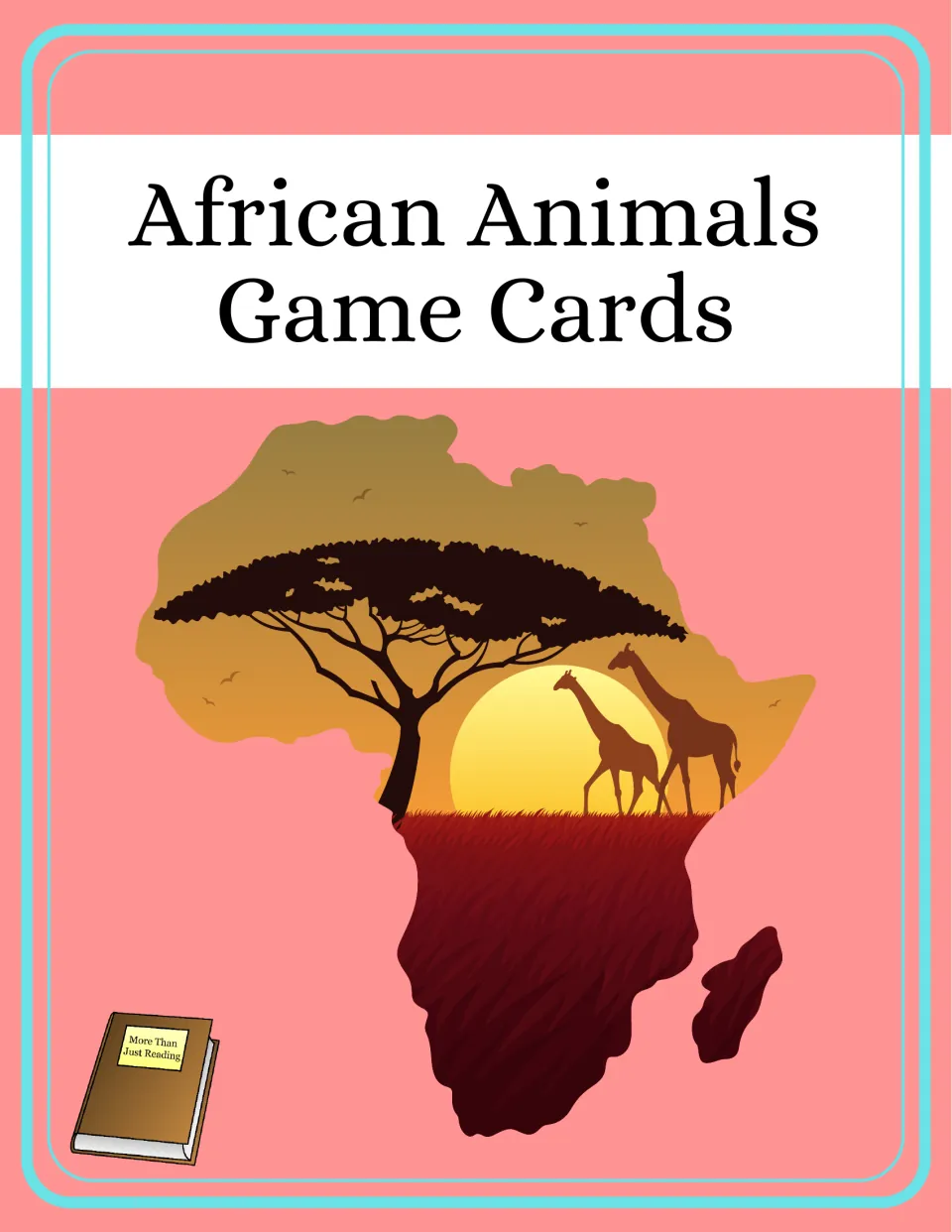 African Animals Game Cards cover identifying the printable animal vocabulary resource for card games