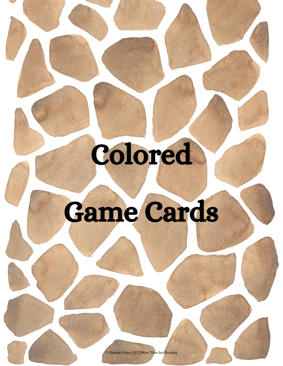 Colored Game Cards section divider introduces the animal picture-and-name cards used for matching games