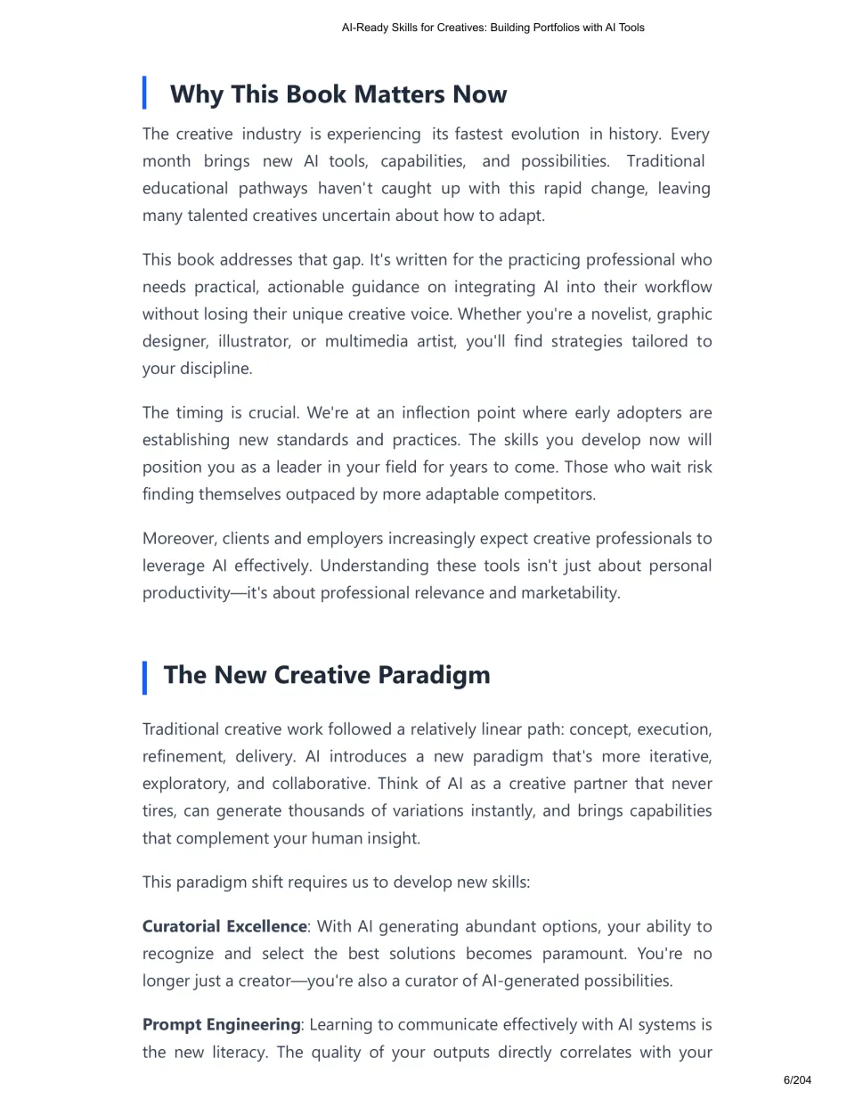 Chapter 1 explains why the book matters now and introduces curatorial excellence and prompt engineering