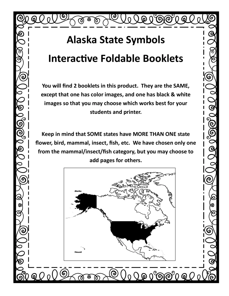 Teacher note: the two booklets match except one is color and one black and white; some states have several symbols