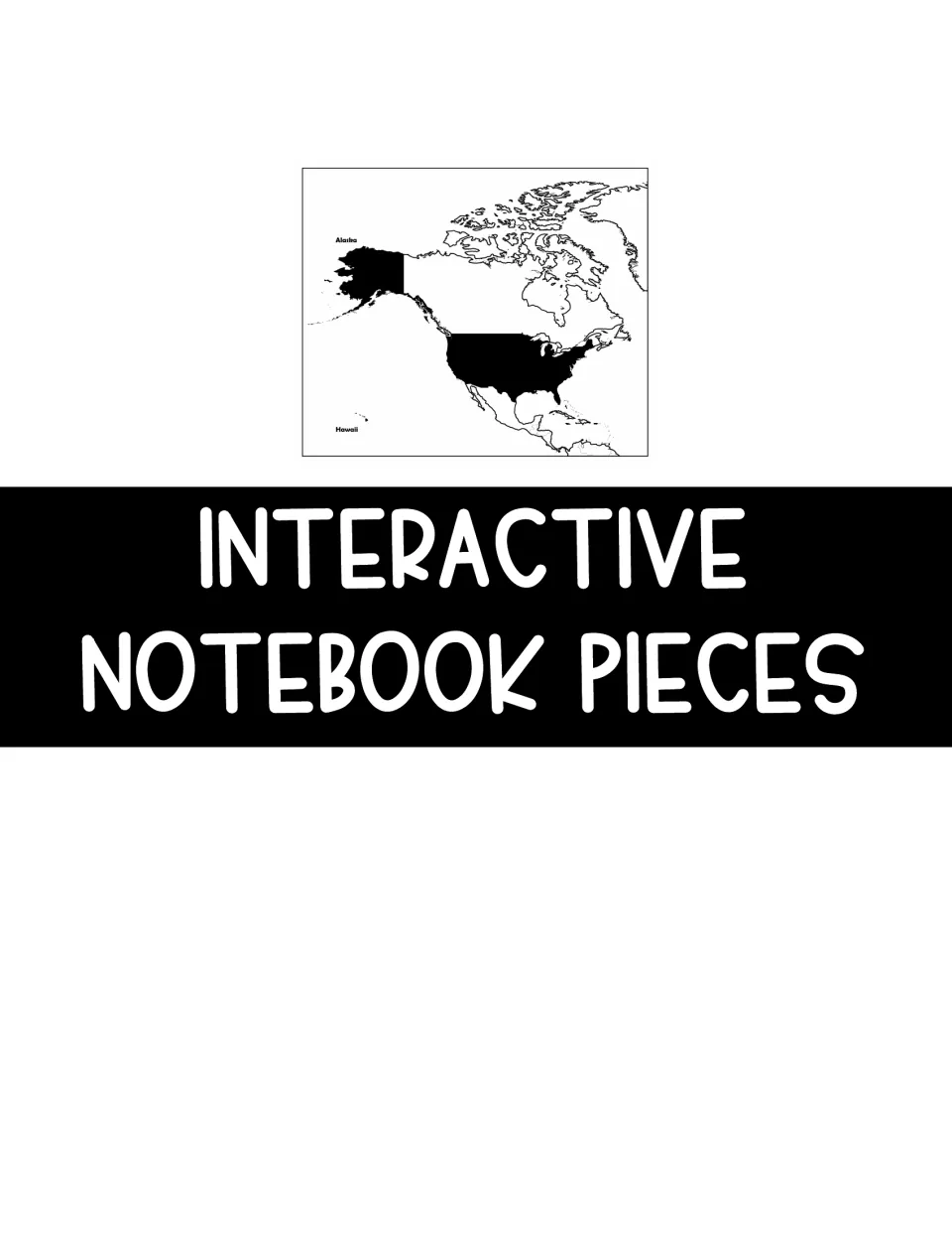 Section title for the interactive notebook pieces, shown under a small North America map with Alaska highlighted