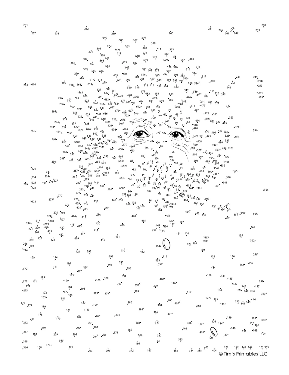 Albert Einstein portrait dot-to-dot: students join more than 700 numbered dots in order, starting from 1, around printed eyes