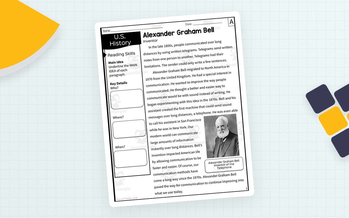 Alexander Graham Bell Reading Packet preview
