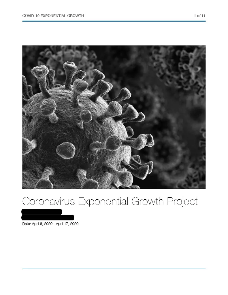 Algebra 2 End of Year Project | Exponential Growth: Coronavirus – cover