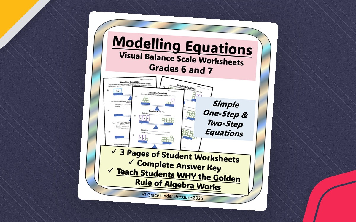 Balance Scale Equations Worksheet – Visual Algebra preview