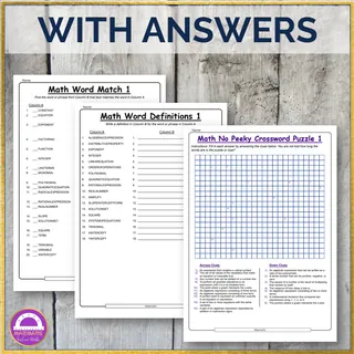 Algebra Vocabulary Crossword Puzzles – sample page 2