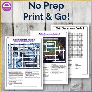 Algebra Vocabulary Crossword Puzzles – sample page 3