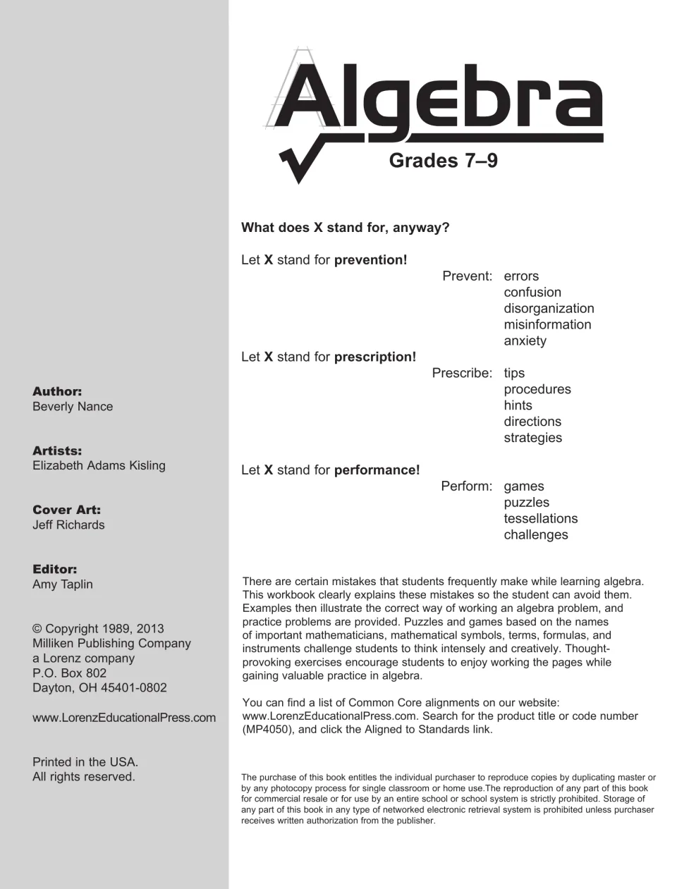 Workbook introduction explains prevention, prescription, and performance, with credits and reproduction terms