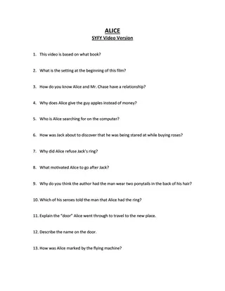 Alice in Wonderland | Short Answer Questions – cover