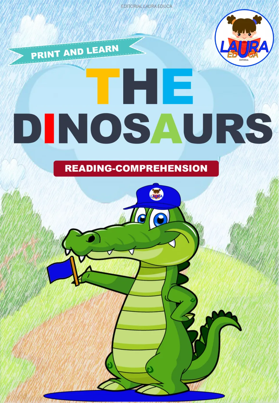 Cover of the dinosaur reading resource featuring the headings 'The Dinosaurs' and 'Reading-Comprehension'.