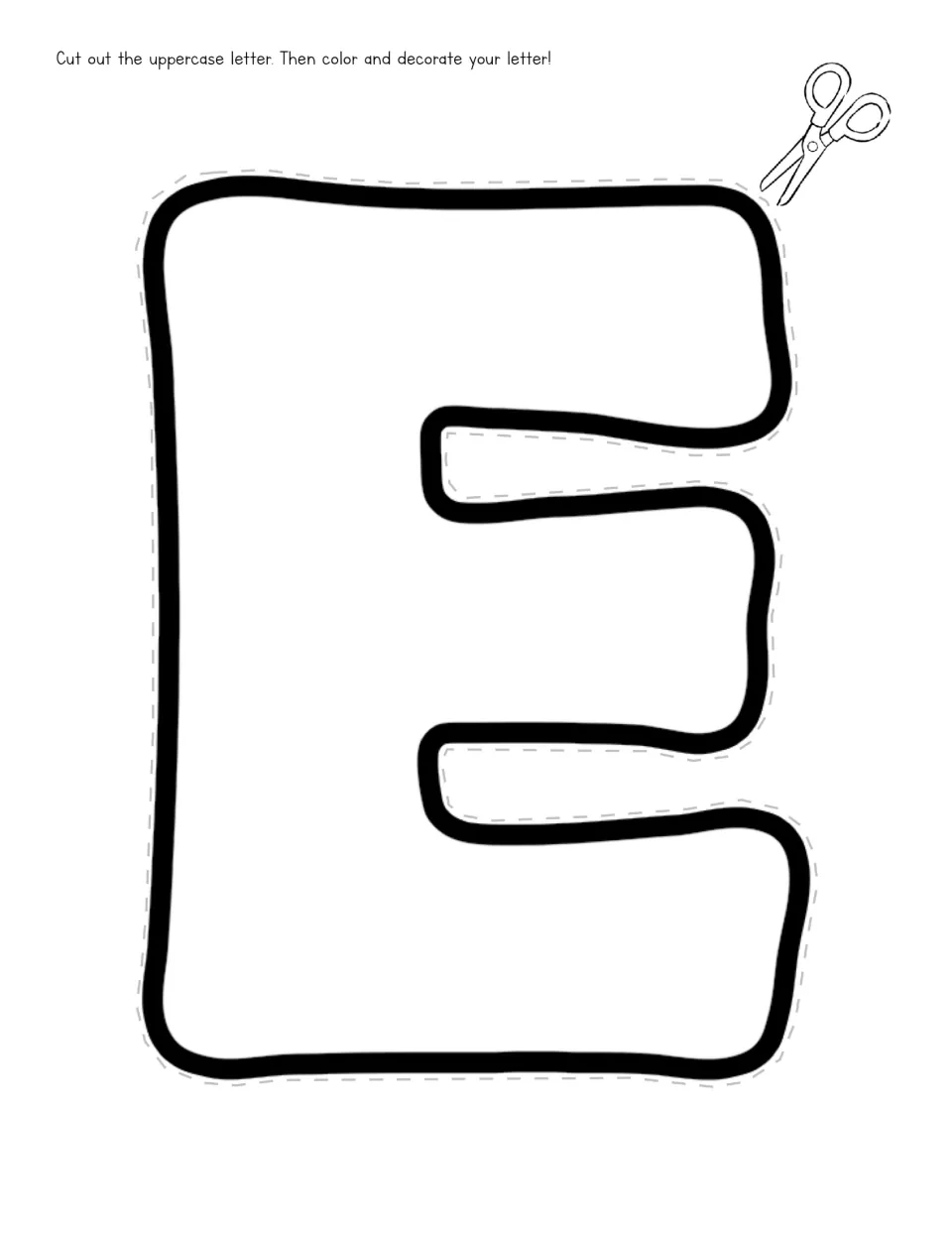 Uppercase E cut-out: students cut out one large bubble capital E, then color and decorate the letter however they like