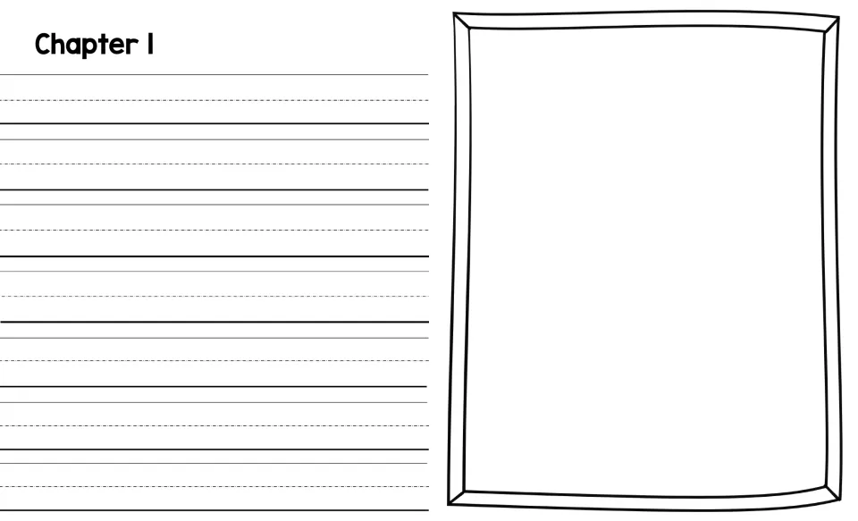 Chapter 1 sheet in the beginning writing paper section, for students to write and illustrate their biography