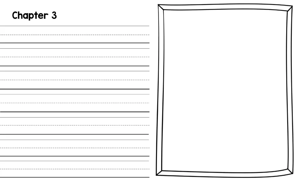 Chapter 3 sheet in the beginning writing paper section, for students to finish their illustrated biography