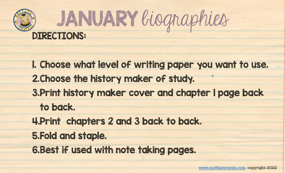 Mini chapter book directions: choose paper and a subject, print chapters back-to-back, then fold and staple