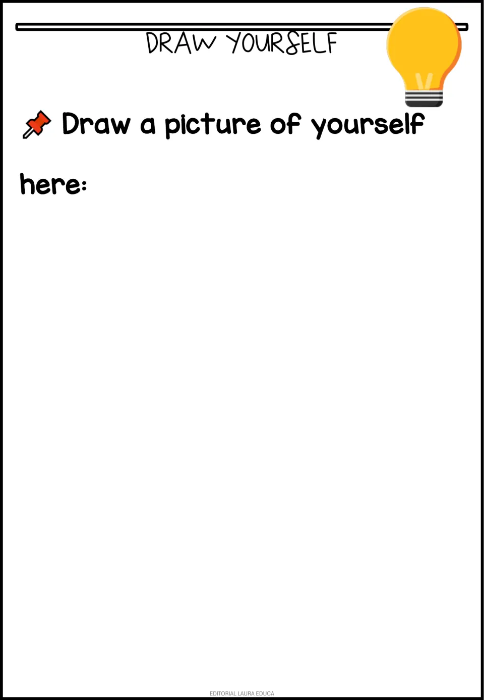 Draw Yourself: students draw a self-portrait in the open space under the prompt Draw a picture of yourself here
