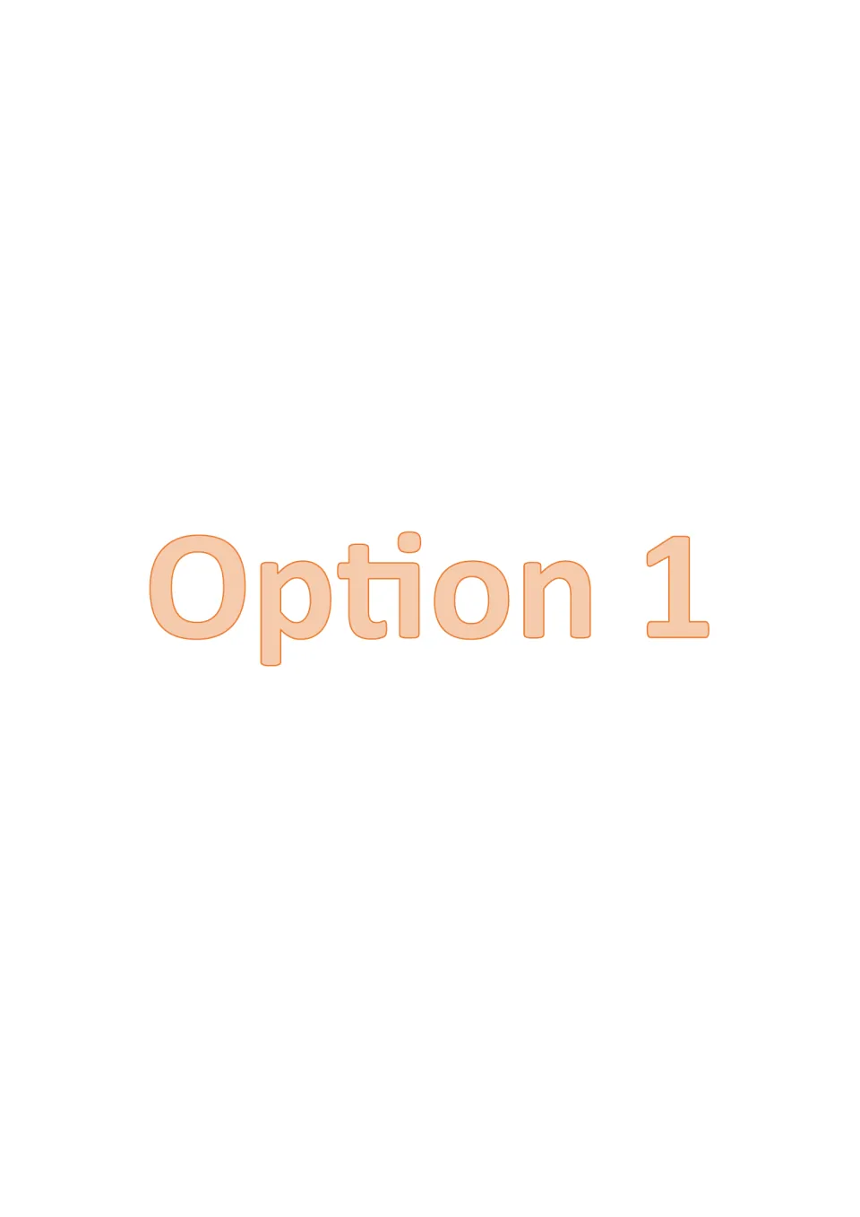 Section divider page reading Option 1 in large orange letters, marking the start of the first set of booklet pages