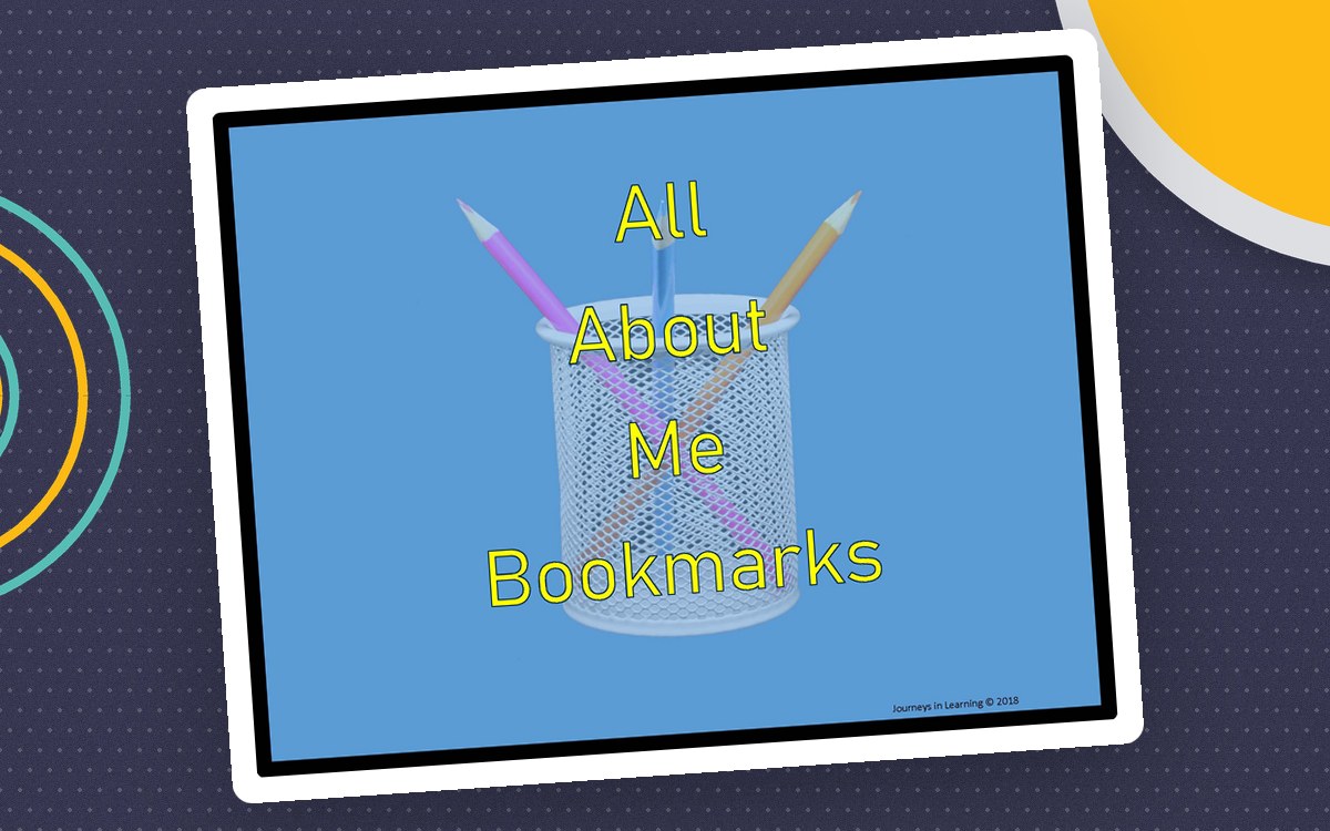 All About Me Bookmarks cover with a blue booklet-style design.