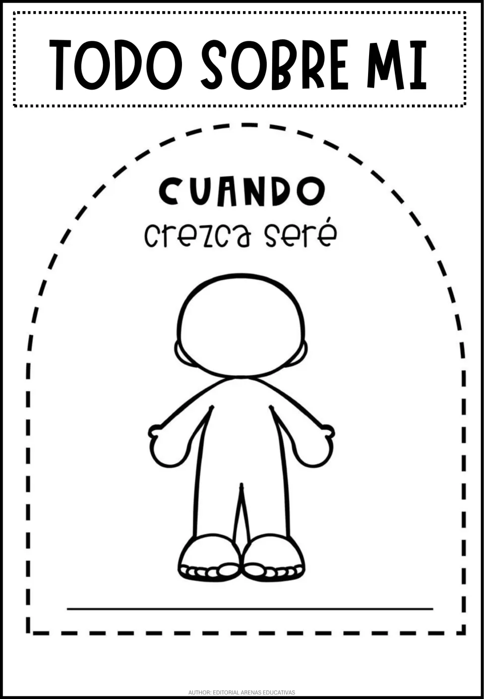 Cuando crezca seré: students dress a blank child outline as their future job and write the career in Spanish