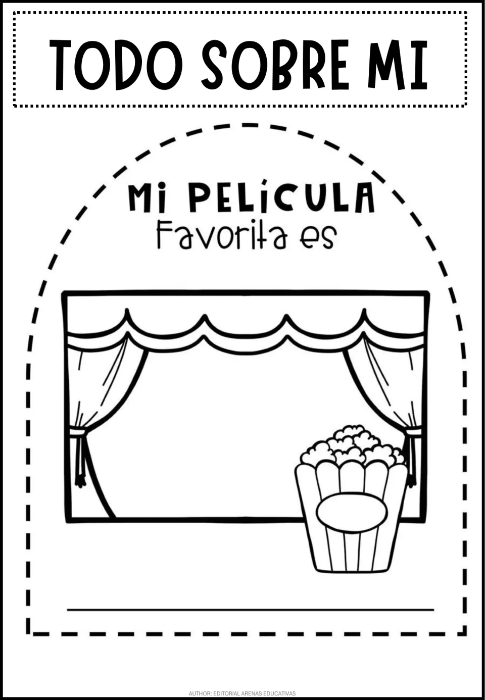Mi película favorita es: students draw a scene from their favorite movie on the curtained screen and write its title