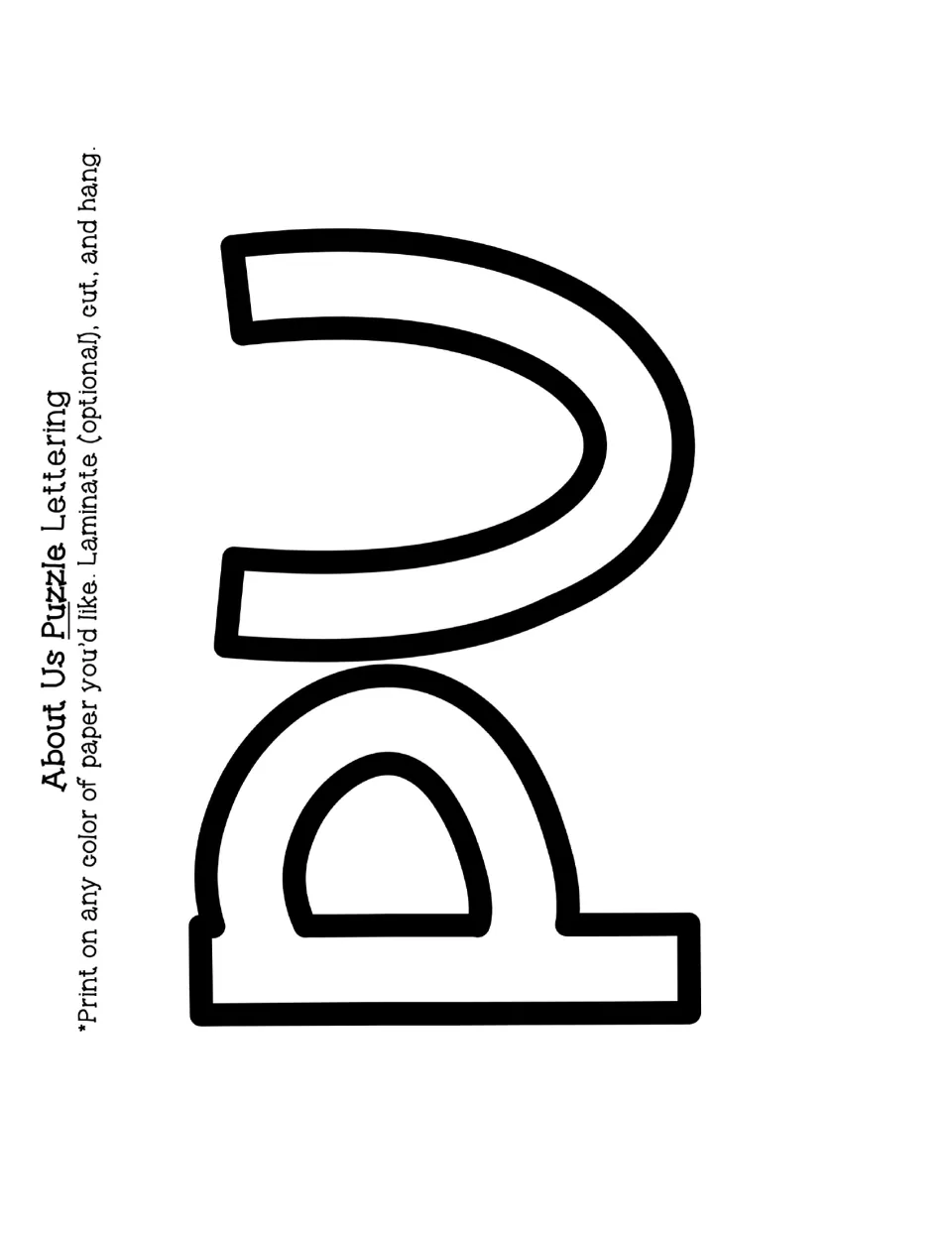 Display lettering for the word Puzzle: outlined letters P and u as cut-out pieces to print, cut and hang