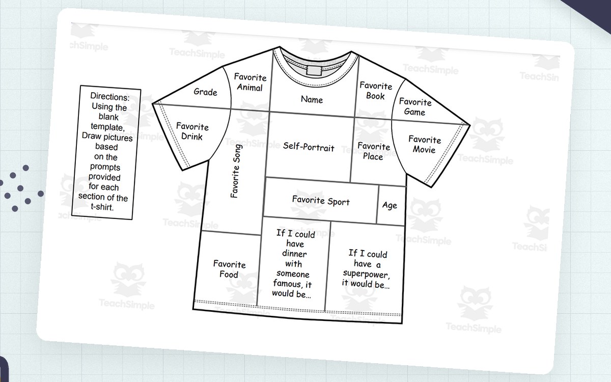All About Me Tee! (Back To School SEL Coloring Pages preview
