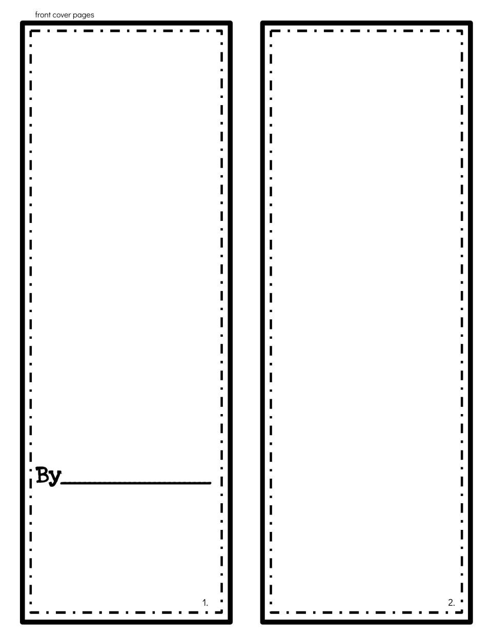 Blank cover strips with only a By line, so students letter their own report title and illustrate the second panel