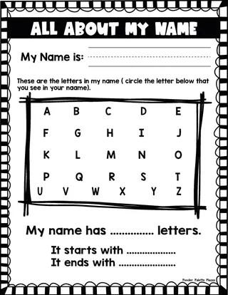 All About my Name Activity – sample page 2