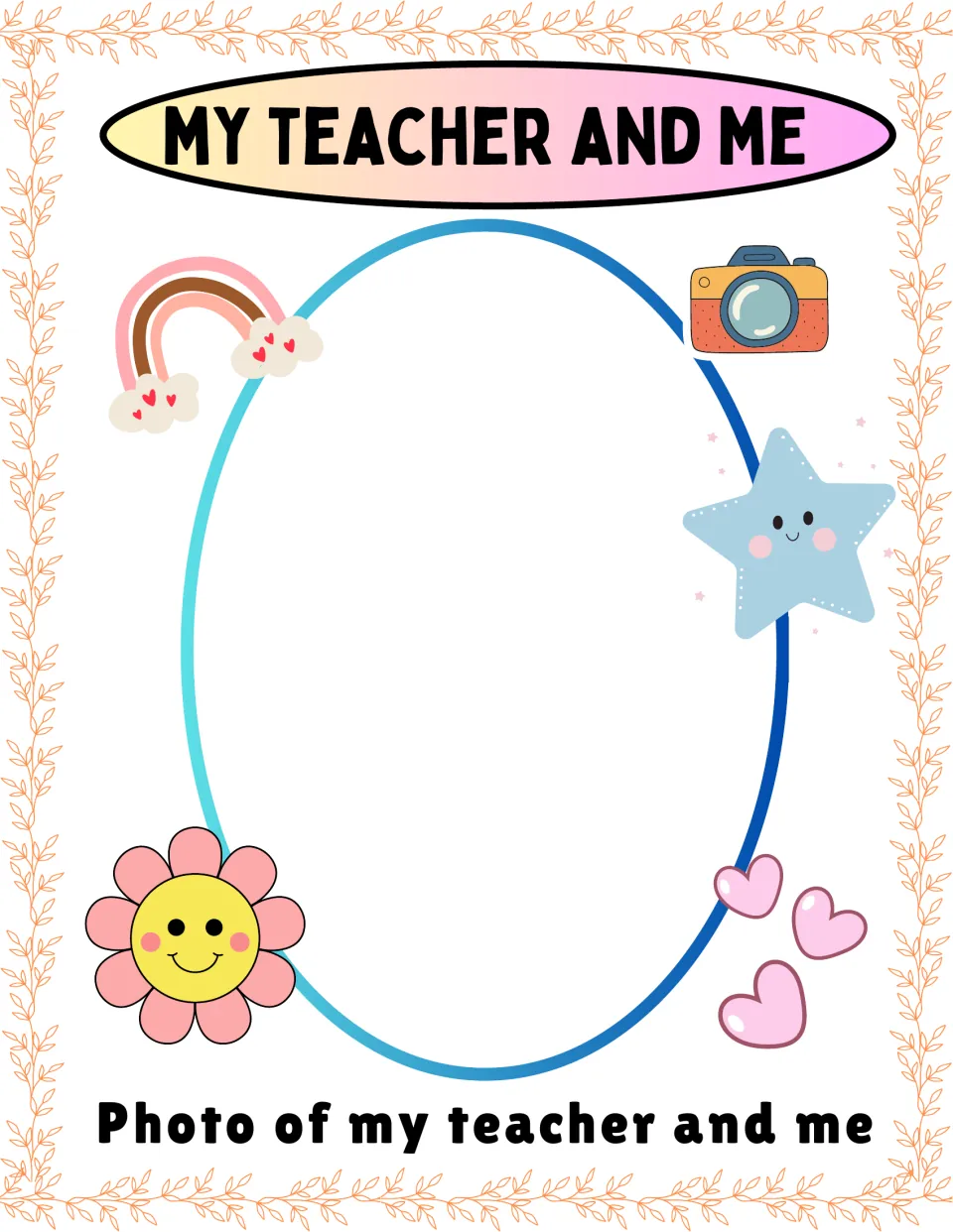 My Teacher and Me photo page: students add a picture of themselves with their teacher above 'Photo of my teacher and me'