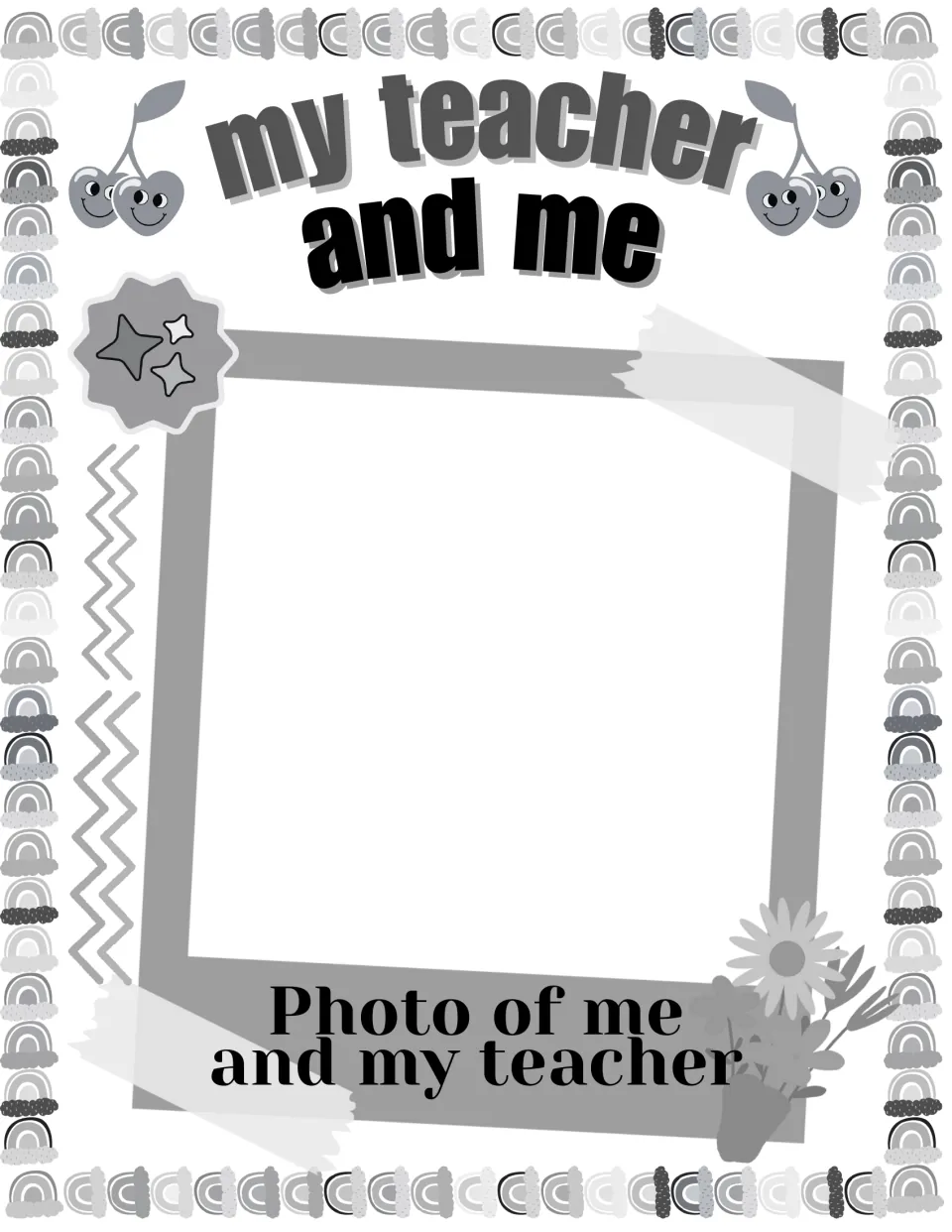 My teacher and me photo page: students draw or glue a picture of themselves with their teacher above the label