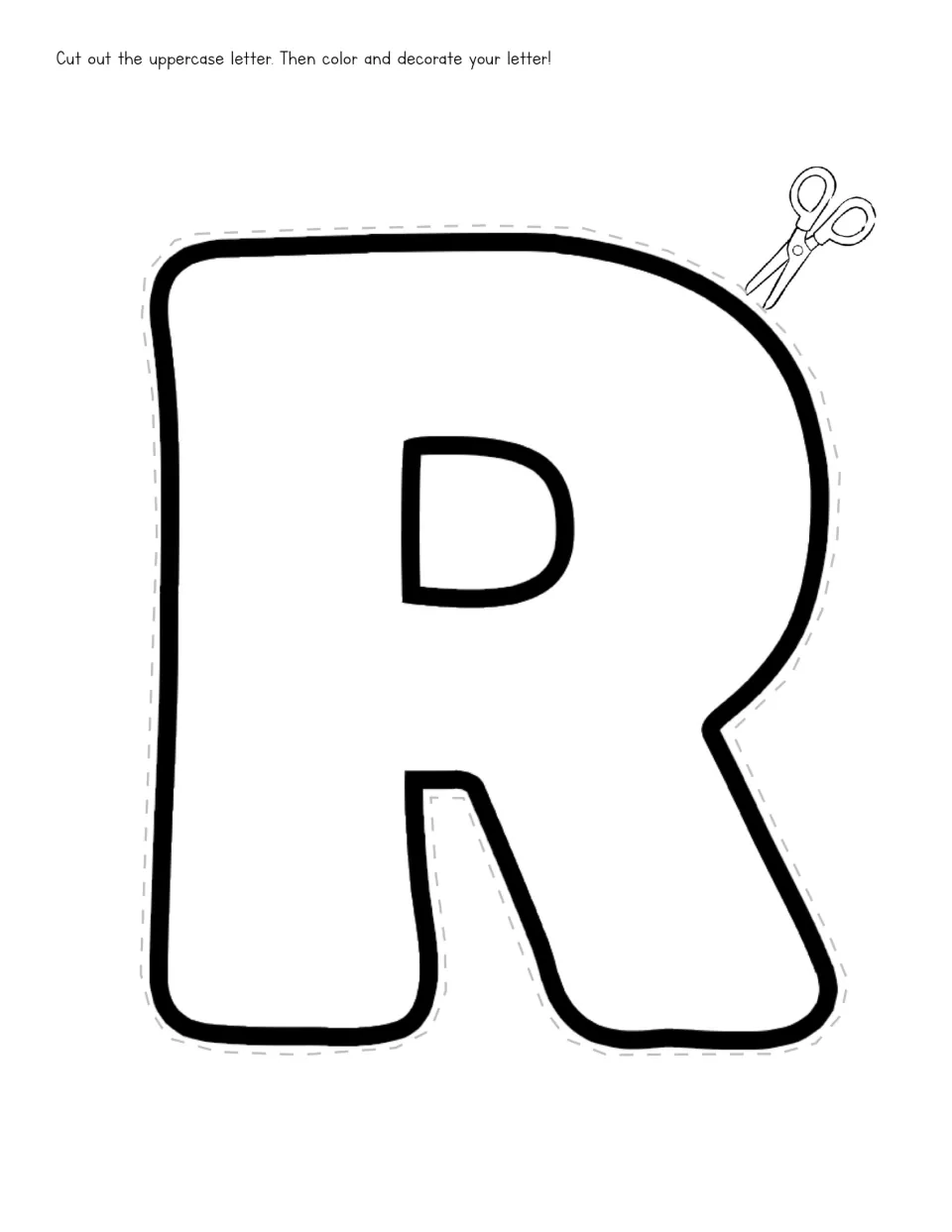 Uppercase R cutout template in the letter unit gives students a large letter to cut out, color, and decorate