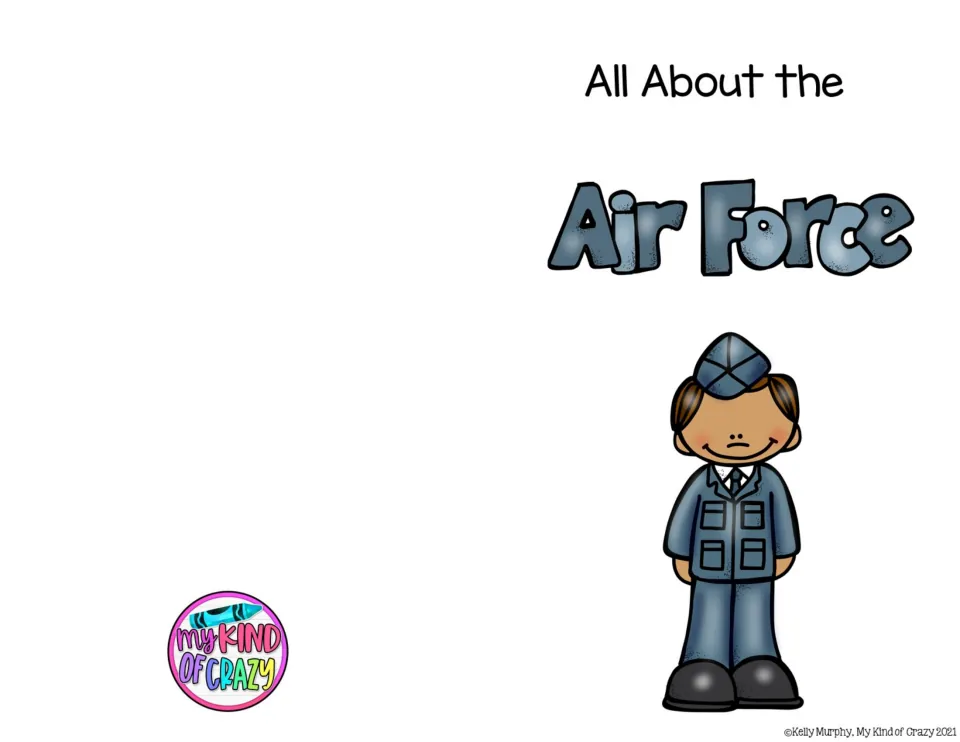Color cover of All About the Air Force shows an Airman in a blue dress uniform beneath the book title.