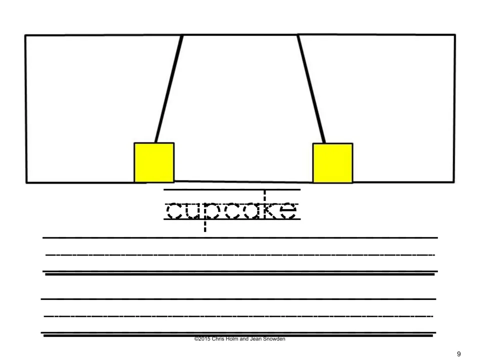 Cupcake puzzle mat: students attach the cup, cake and cupcake pieces, trace cupcake and practise writing it twice