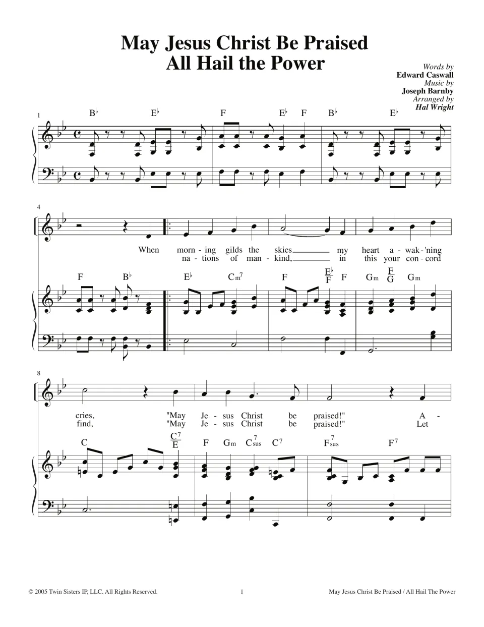 Opening sheet music page: “When morning gilds the skies” melody and lyrics with piano accompaniment.