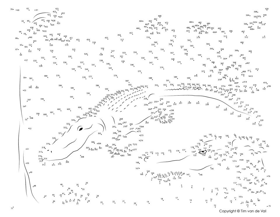 Alligator dot-to-dot: students connect over 500 numbered dots in counting order to reveal an alligator scene