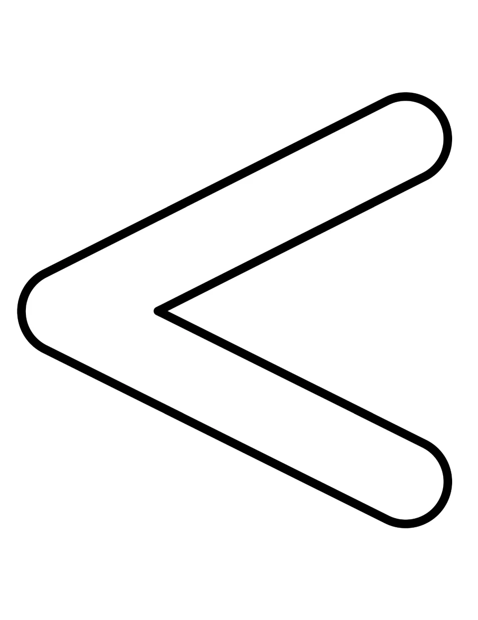 Blank less-than symbol shape for the alligator mouth, ready to color and cut out as the craft base