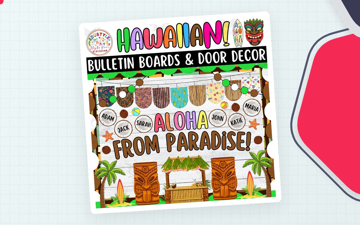 Aloha from Paradise: Hawaiian & Summer Bulletin Board & Door Decor Kit teaching resource preview