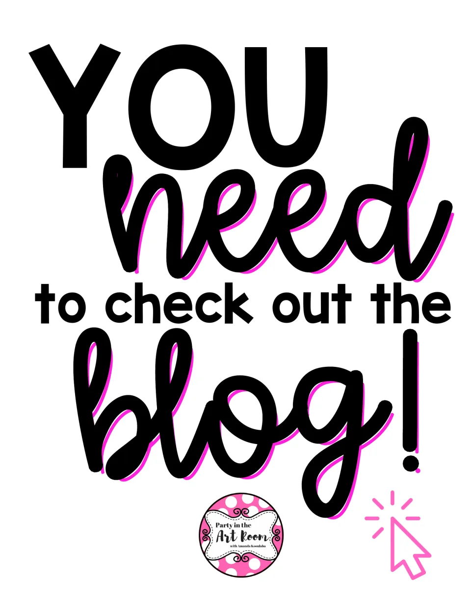 Blog promotional page in the alphabet bunting resource, reading “YOU need to check out the blog!”