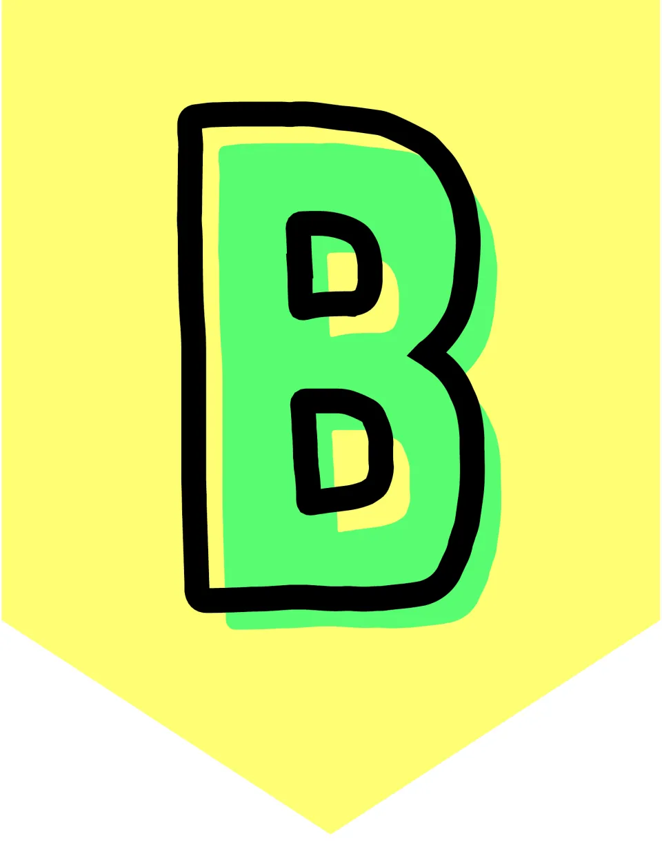 Uppercase B flag in the alphabet bunting set, printed one per page to cut out and hang for classroom display