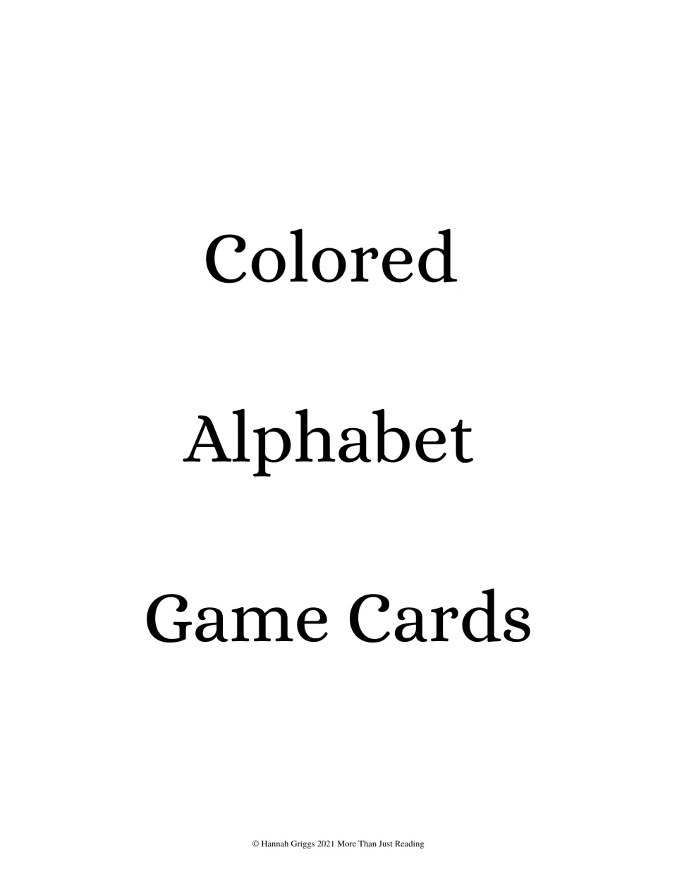 Color deck section title introduces the uppercase and lowercase alphabet cards used for matching games