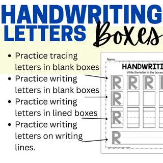 Alphabet Handwriting Boxes with Capital Letters – sample page 3