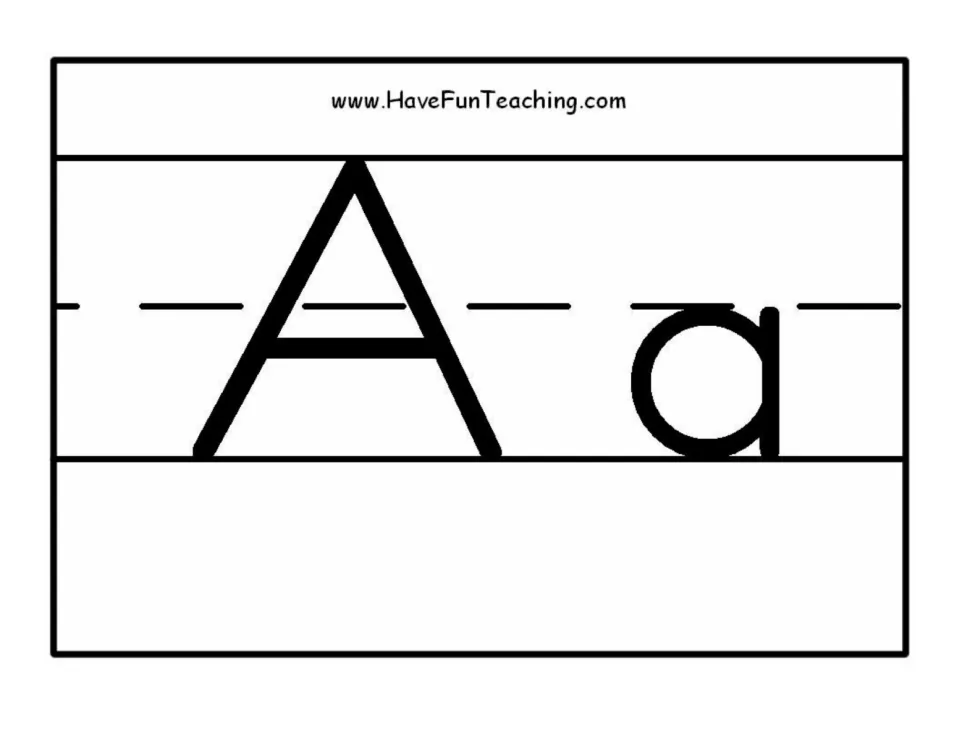 Alphabet poster for classroom display showing uppercase A and lowercase a in black and white print.