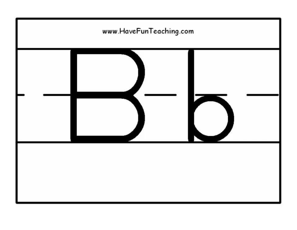 Alphabet poster for classroom display showing uppercase B and lowercase b in black and white print.