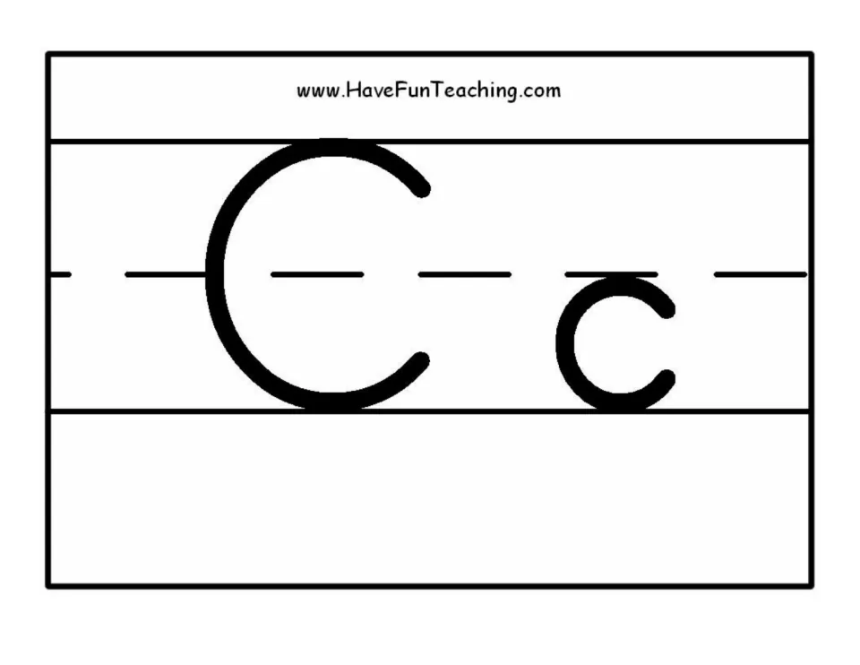 Alphabet poster for classroom display showing uppercase C and lowercase c in black and white print.